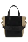 CHLOÉ TWO-TONE CANVAS AND LEATHER SMALL SENSE SHOPPING BAG