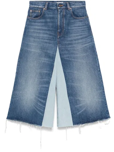 CHLOÉ CHLOÉ TWO-TONE FLARED DENIM SHORTS