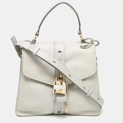 Pre-owned Chloé Two Tone Grey Leather Medium Aby Day Top Handle Bag