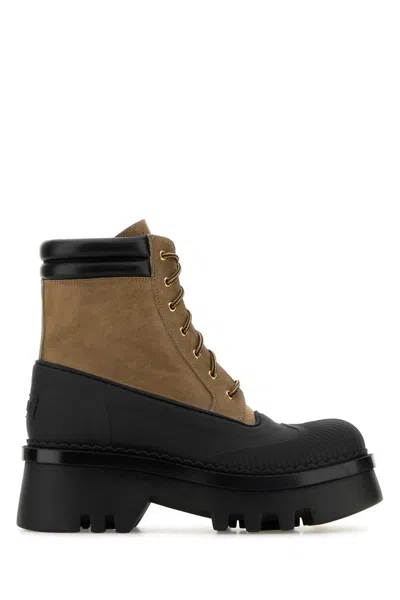 Chloé Two-tone Nabuk And Rubber Phoenix Ankle Boots In Multicoloured