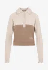 Chloé Two-tone Wool And Cashmere Cable-knit Sweater Women In Brown