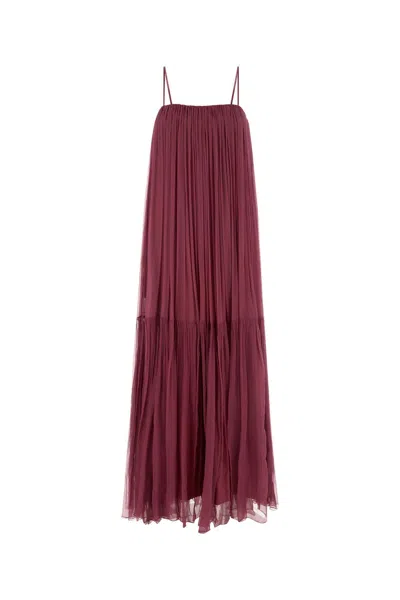 Chloé Chloe Women Tyrian Purple Silk Long Dress