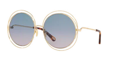 Chloé Womens Ch0045s Round-frame Metal Sunglasses Dark In Blue Grad