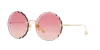 Chloé Ch0047s Metal Scalloped Round-frame Sunglasses In Pink Grad