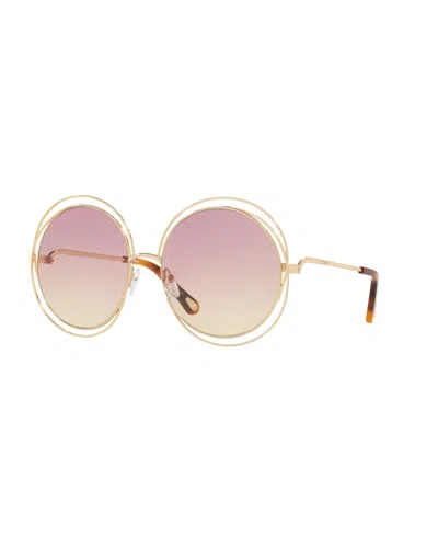 Chloé Unisex Sunglasses, Ch0045s In Gold Pink