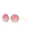 Chloé Ch0047s Metal Scalloped Round-frame Sunglasses In Gold Pink