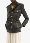 Chloé Utilitarian Belted Leather Jacket In Black