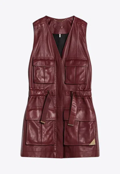 Chloé Utilitarian Belted Leather Waistcoat