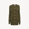 Chloé Buttoned Cable Knit Long Cardigan In Green