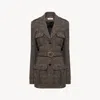 Chloé Utilitarian Jacket In Chevron Wool In Gray