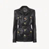 Chloé Utilitarian Belted Leather Jacket In Black
