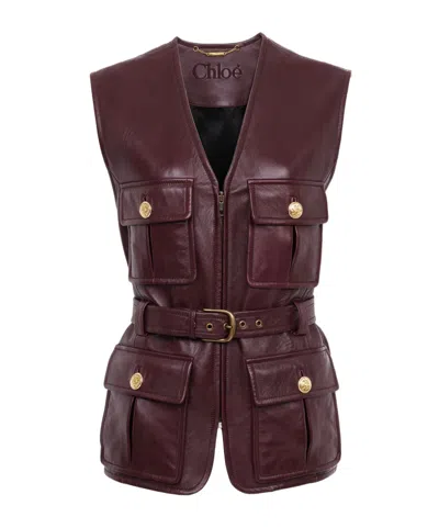 CHLOÉ UTILITARIAN VEST IN LEATHER