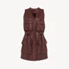 Chloé Bordeaux Vest With V Neck And Adjustable Belt In Leather Woman In Brown