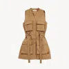 Chloé Buckled Cotton-twill Vest In Brown