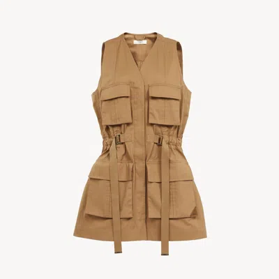 Chloé Buckled Cotton-twill Vest In Neutrals