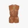 Chloé Utilitarian Vest In Soft Leather Orange Size 6 100% Lambskin In Orange