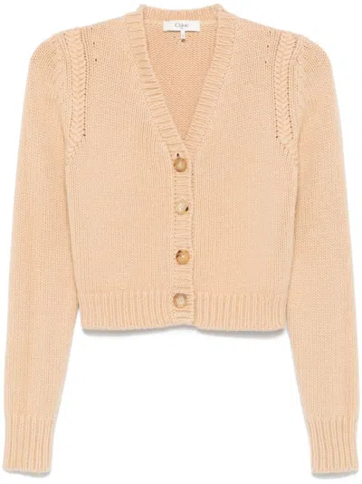 Chloé V-neck Cardigan In Nude