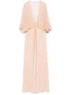 Chloé Robe Longue À Col En V En Crêpe De Satin Femme Rose Taille 40 100% Soie In Rosa