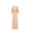 Chloé Robe Longue À Col En V En Crêpe De Satin Femme Rose Taille 40 100% Soie In Nude