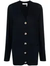 Chloé Knot-button Recycled Cashmere Cardigan In Blue