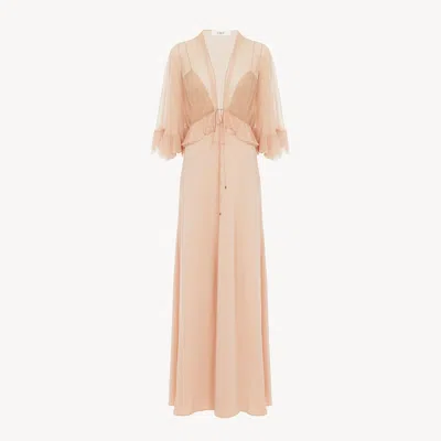 Chloé Ruffled Silk-crepon And Crepe Maxi Dress In Pink