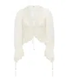 Chloé V-neck Ruffle Top In Embroidered Lace In Whispering White