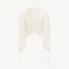 Chloé V-neck Ruffle Top In Embroidered Lace In White
