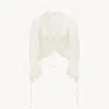 Chloé V-neck Ruffle Top In Embroidered Lace White Size 4 100% Polyester, Pinctada Maxima, Farmed, Coo Aust