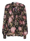 Chloé V-neck Floral Print Ruffled Blouse In Black