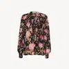 Chloé V-neck Ruffled Blouse In Silk Charmeuse In Multi