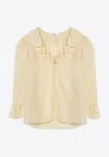Chloé V-neck Ruffle Top In Silk Habotai In Yellow