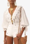 Chloé V-neck Ruffled Top In White