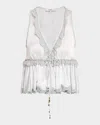 Chloé V-neck Sleeveless Satin Babydoll Top In White