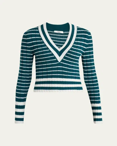 Chloé V-neck Striped Merino Knit Sweater