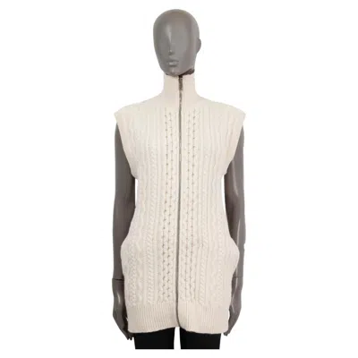 Pre-owned Chloé Chloe Vanilla Ice Ivory Wool & Alpaca Zip Front Turtleneck Vest Sweater Xs In White