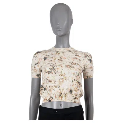 Pre-owned Chloé Chloe Vanilla Wool 2012 Floral Cropped Short Sleeve Sweater M Fits S In Gray