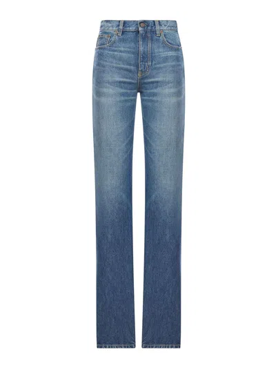 Chloé Washed Cotton Denim Jeans In Blue