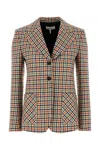 Chloé Chloe Checked Wool-blend Blazer In Neutral