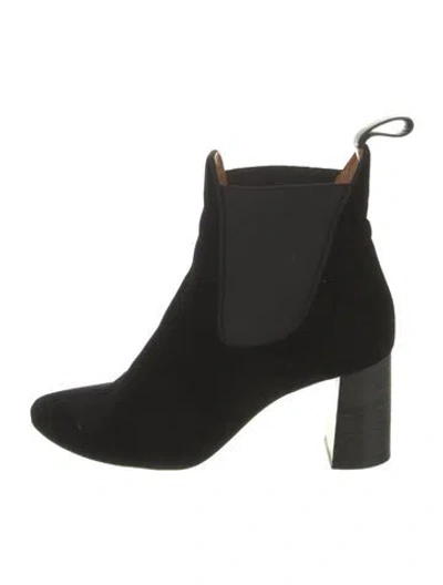 Pre-owned Chloé Velvet Chelsea Boots In Black