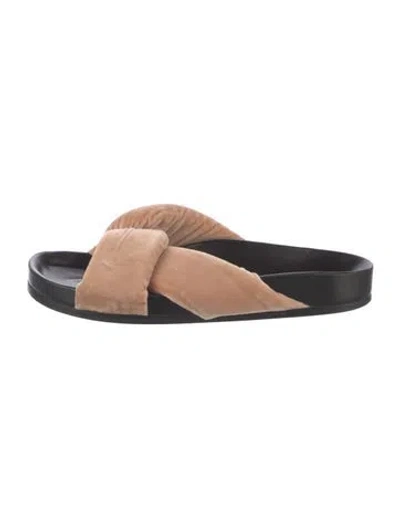 Pre-owned Chloé Velvet Colorblock Pattern Slides In Neutral