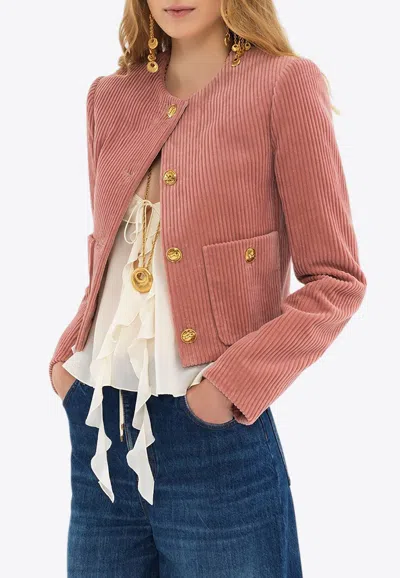 CHLOÉ VELVET CORDUROY CROPPED JACKET