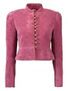 Chloé Chloe Embroidered-jacquard Velvet Jacket In Pink