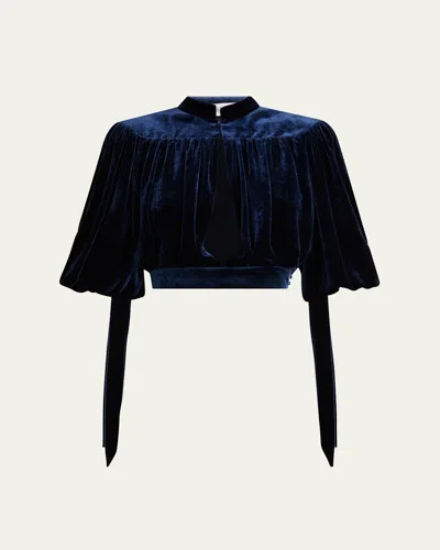 Chloé Velvet Cropped Keyhole Top In Summer Night