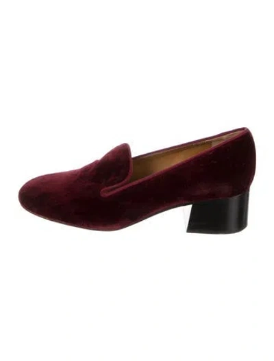 Pre-owned Chloé Velvet Grosgrain Trim Pumps In Burgundy