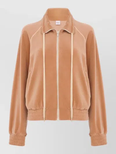 Chloé Velvet Lounge Jacket Long Sleeve Drawstring In Gold