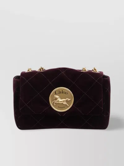 Chloé Velvet Quilted Heritage Shoulder Bag