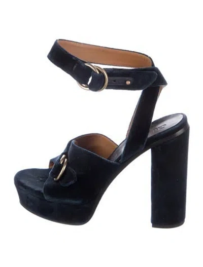 Pre-owned Chloé Velvet Sandals In Blue