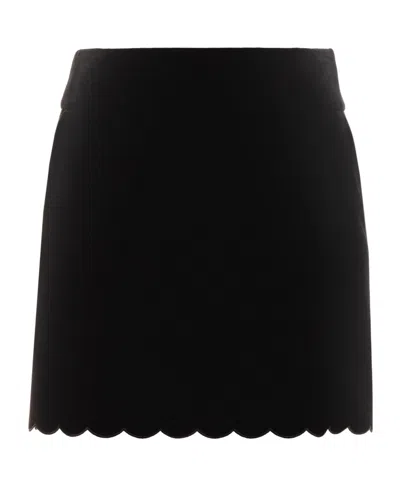 Chloé Velvet Scallop-rimmed Mini Skirt In Black
