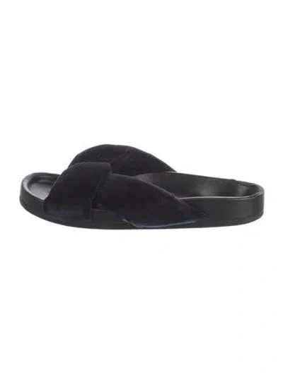 Pre-owned Chloé Velvet Slides In Blue