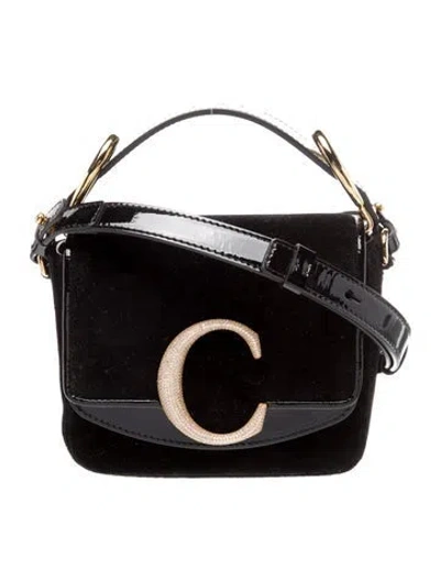 Pre-owned Chloé Velvet Top Handle Bag In Black